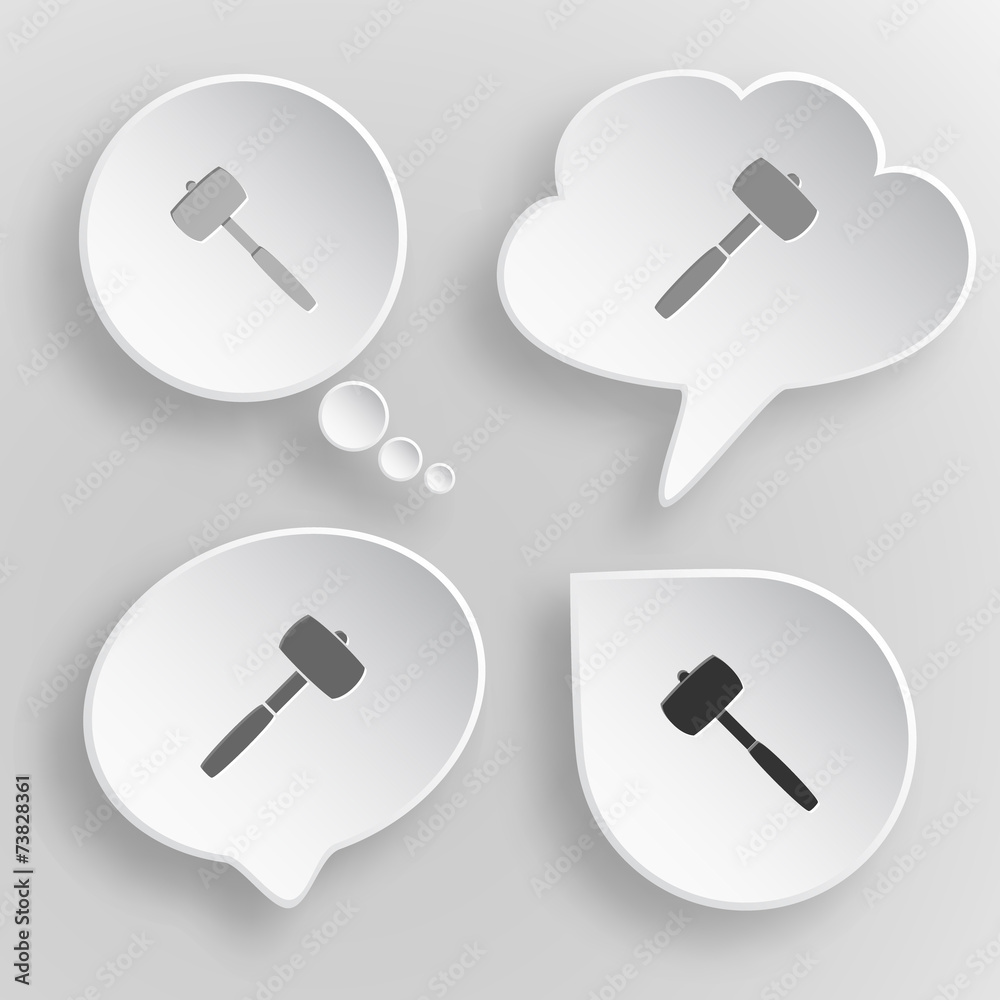 Mallet. White flat vector buttons on gray background. Mallet. White flat vector buttons on gray background.