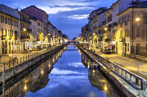 Naviglio Grande canal in the evening, Milan photo