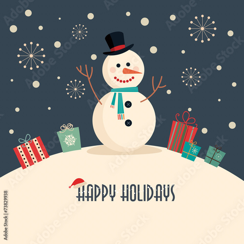 Christmas card with snowman