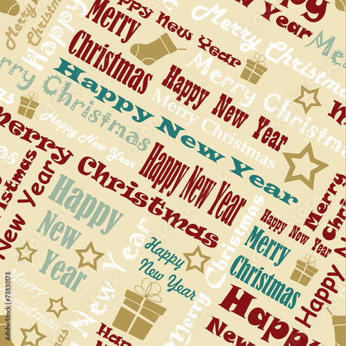 Marry Christmas and Happy New Year Pattern photo