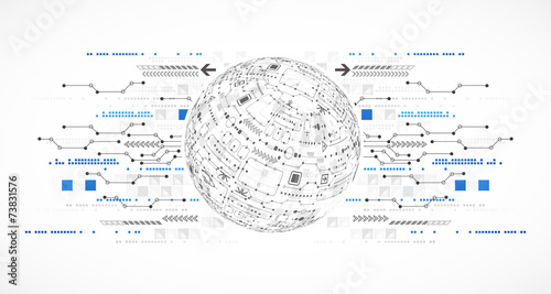 Abstract sphere technological background with various tech eleme