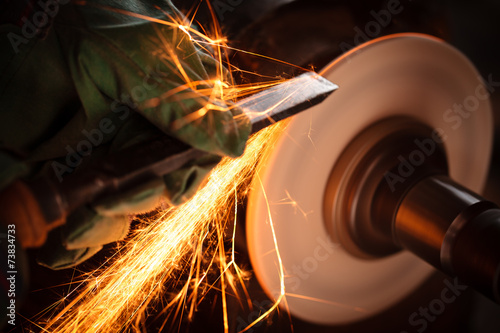 Grinder sparks. photo