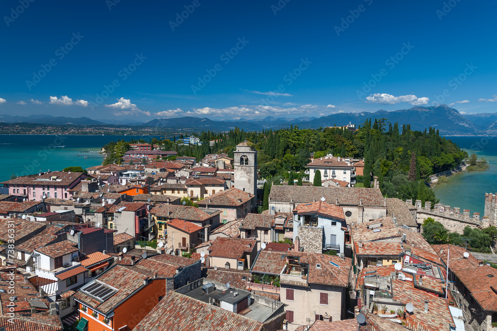 Panoramic view from The Scaliger Castle at Sirmione town