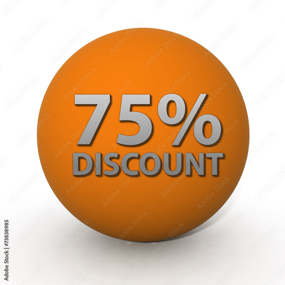 Discount 75 circular icon on white background Discount 75 circular icon on white background