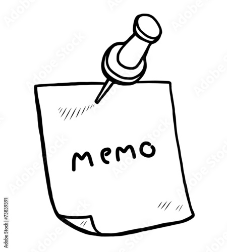 memo, note paper and pin