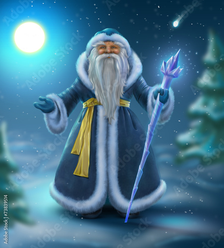 Russian blue Santa outdoors