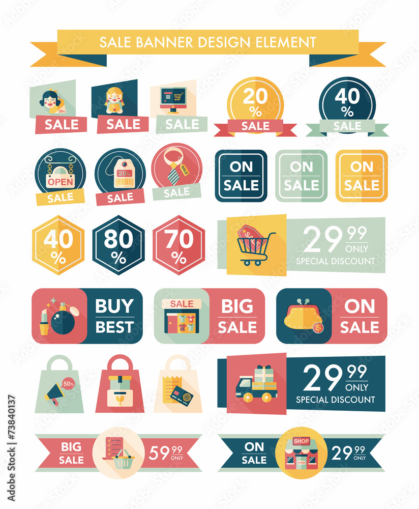 shopping sale banner flat design background set, eps10 shopping sale banner flat design background set, eps10