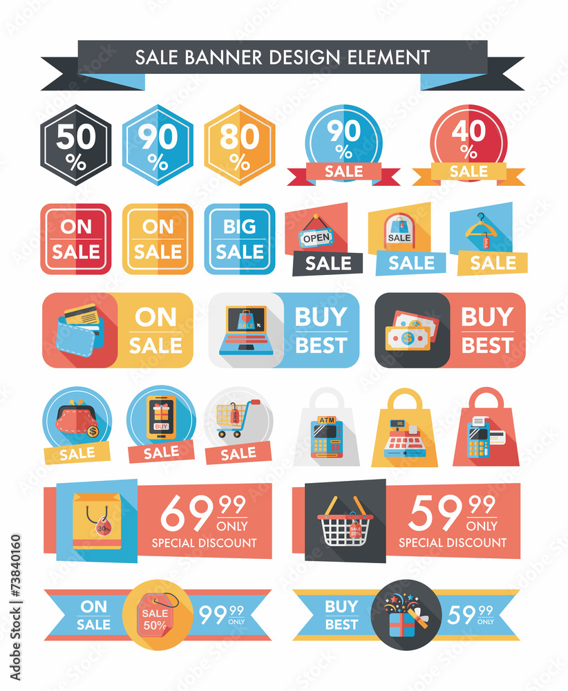 shopping sale banner flat design background set, eps10 shopping sale banner flat design background set, eps10