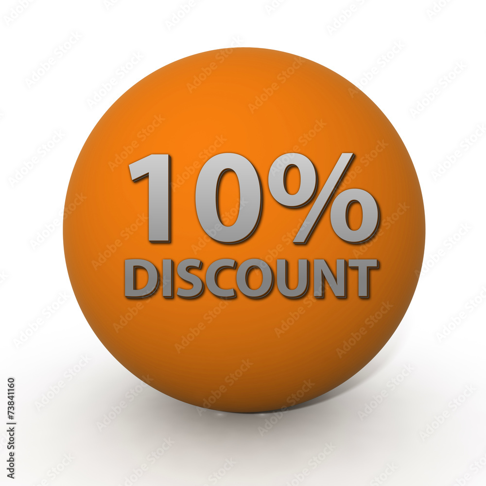 Discount ten percent circular icon on white background