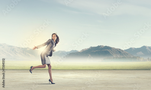 Running businesswoman
