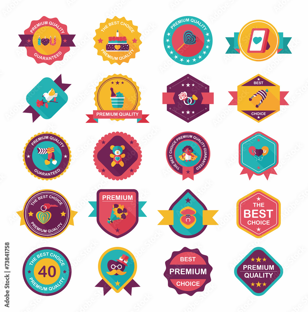 Valentine’s Day badge flat banner design background set, eps10 Valentine’s Day badge flat banner design background set, eps10