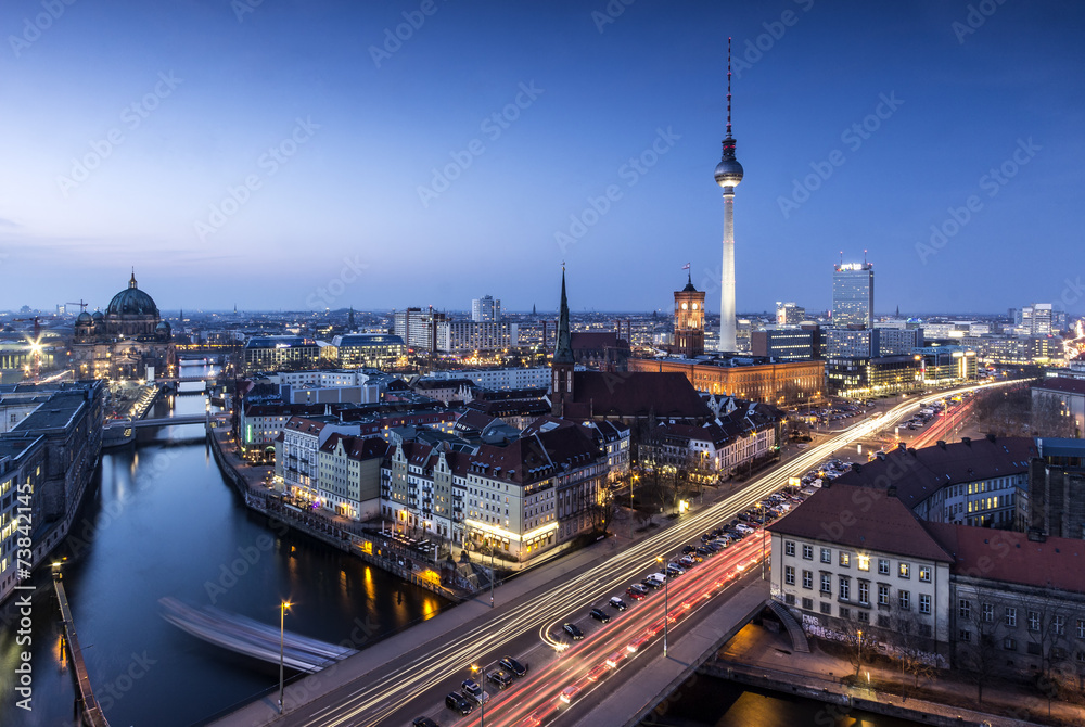 Berlin Skyline an der Spree - obrazy, fototapety, plakaty 