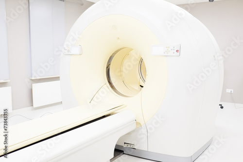 tomograph in the interior of a hospital diagnostic room
