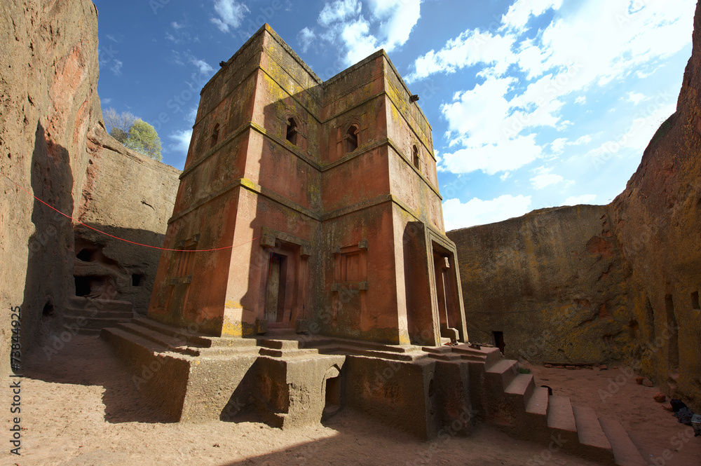 Obraz premium Wyjątkowy, wykuty w skale kościół św. Jerzego, Lalibela, Etiopia.
