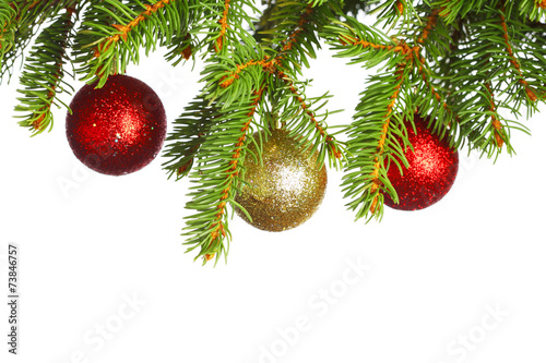 Decorative balls on fir