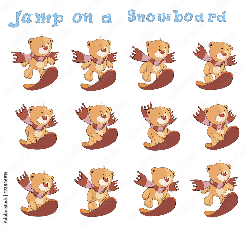 A set of stuffed bear toys cartoon A set of stuffed bear toys cartoon
