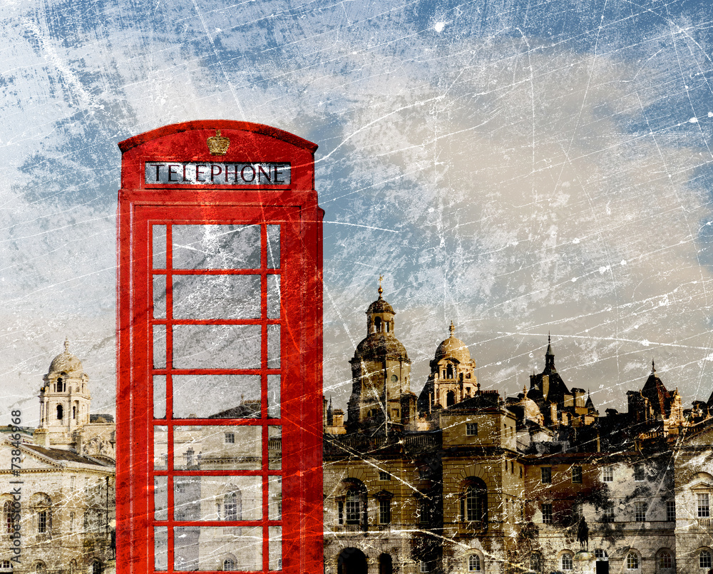 Obraz premium Rote Telefonzelle London, Vintage
