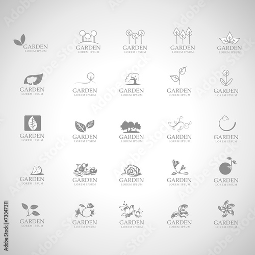 Garden Icons Set - Isolated On Gray Background