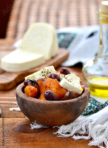potato ragout on - is Greek with feta and olives