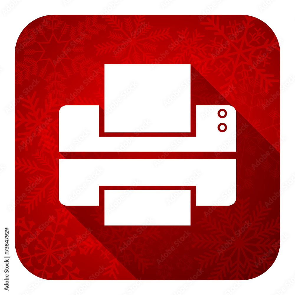 printer flat icon, christmas button, print sign printer flat icon, christmas button, print sign