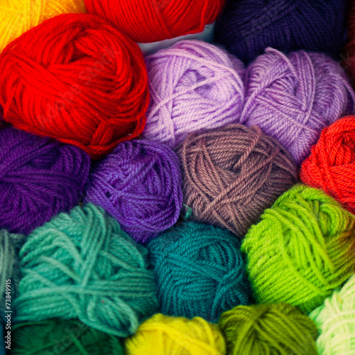 Colorful different wool thread balls