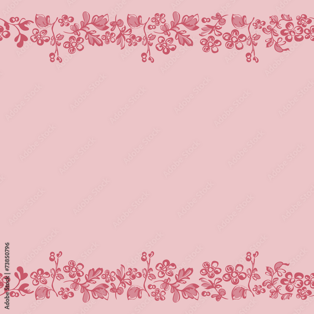 Floral background, pink border edge