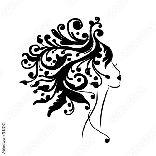 Female head silhouette for your design