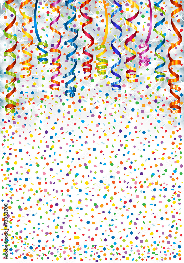 Background with lights, serpentine and confetti Background with lights, serpentine and confetti