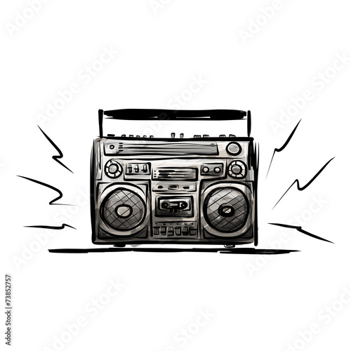 Retro cassette recorder, sketch for your design