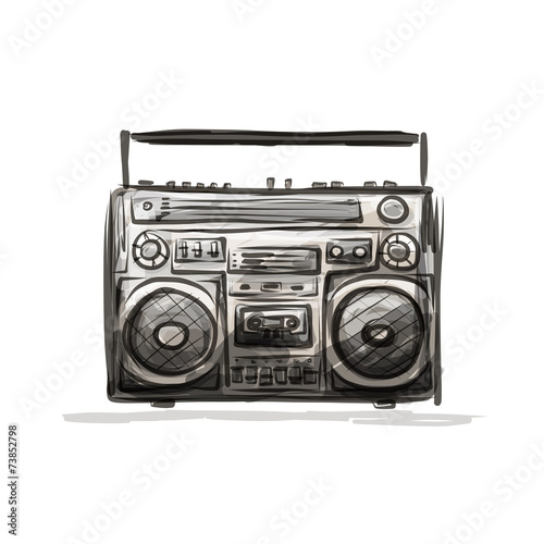 Retro cassette recorder, sketch for your design