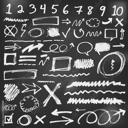 Speech bubbles sketch doodles in black chalkboard