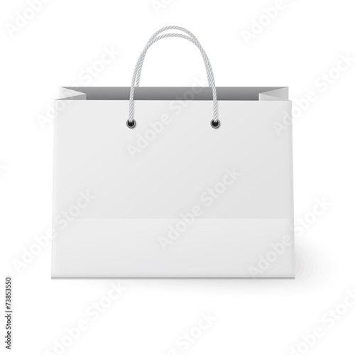 White shopping paper bag isolated on white