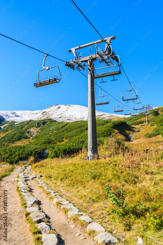 Chair lift in Gasienicowa valley, Tatra Mountains, Poland