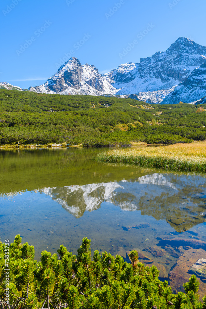 Fototapeta premium Reflection of Tatra Mountains in a lake in Gasienicowa valley