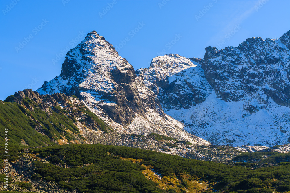 Koscielec mountain covered with fresh snow, High Tatras, Poland