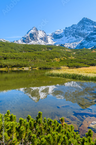 Reflection of Tatra Mountains in a lake in Gasienicowa valley