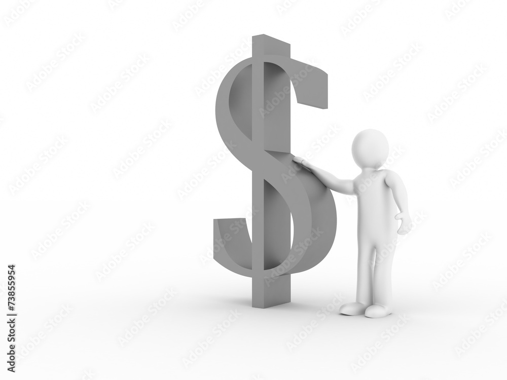 3d man with dollar symbol
