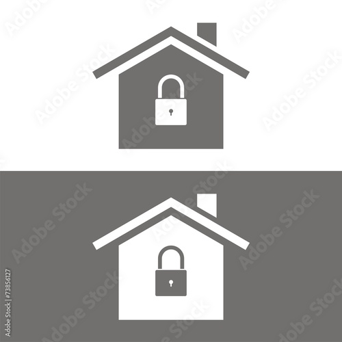 Icono casa segura candado BN