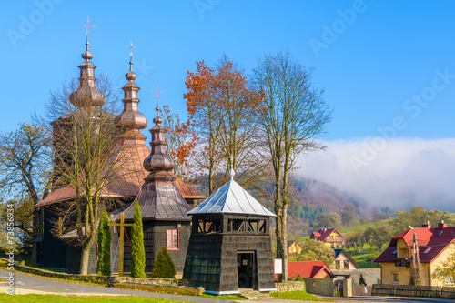 Wooden church in Banica village, Beskid Niski Mountains, Poland