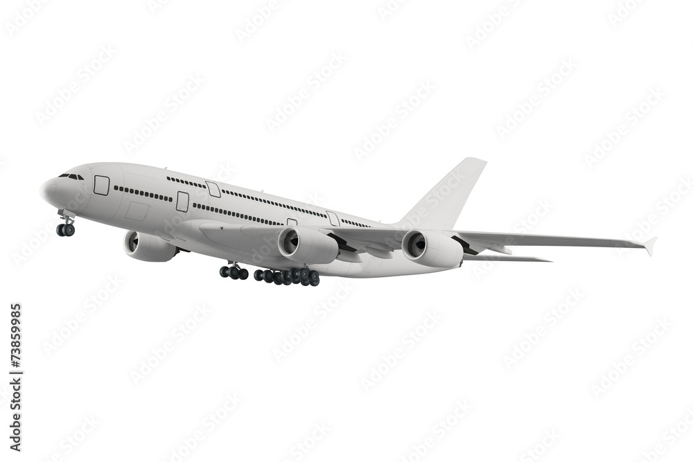 Obraz premium Passenger airplane isolated on white background