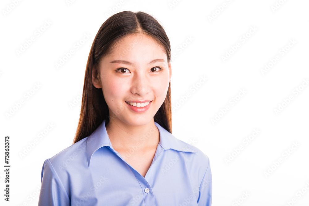 Young business woman standing isolated on white Young business woman standing isolated on white