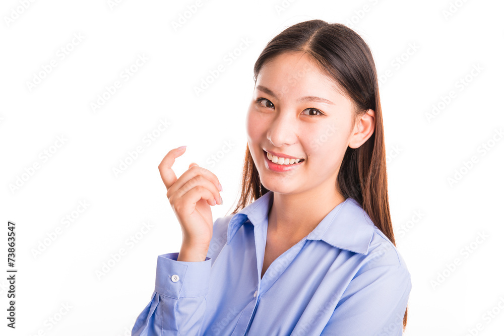 Young business woman standing isolated on white Young business woman standing isolated on white
