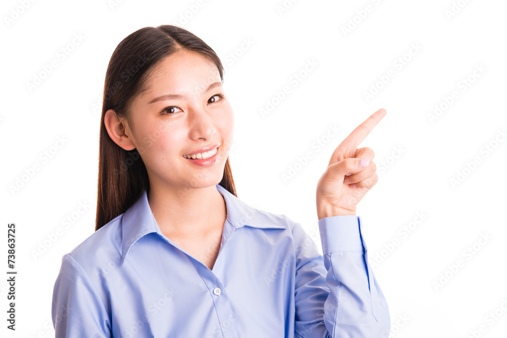 Young business woman standing isolated on white Young business woman standing isolated on white