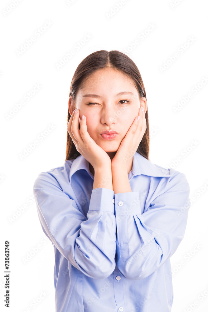 Young business woman standing isolated on white Young business woman standing isolated on white