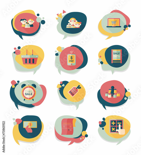 shopping speech bubble flat design background set, eps10