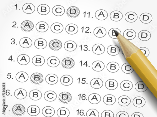 multiple choice answer sheet survey with pencil