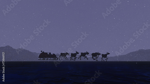 Santa Claus and deer.