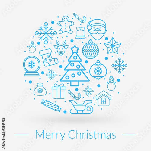 Christmas greeting card  icons and symbols