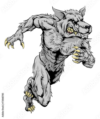 Werewolf wolf sports mascot running © Christos Georghiou