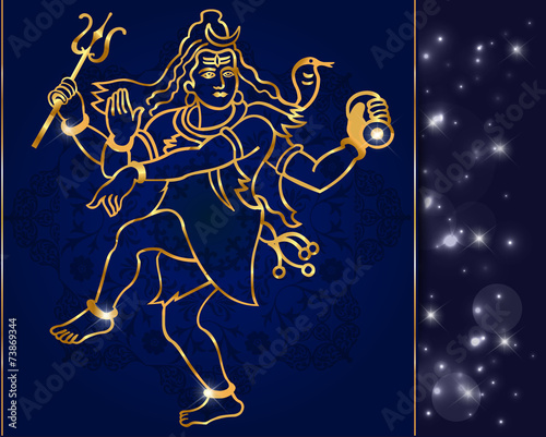 Hindu deity lord Shiva on a sparkling background